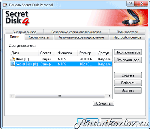 Программа Secret Disk 4