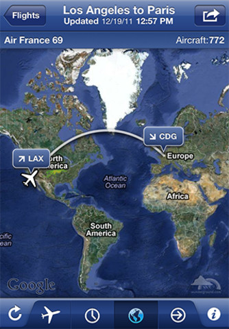 iPhone приложение FlightTrack для путешественников