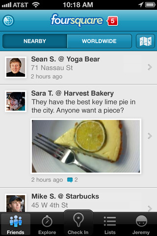 Приложение Foursquare для iPhone поможет лучше ориентироваться в чужом городе